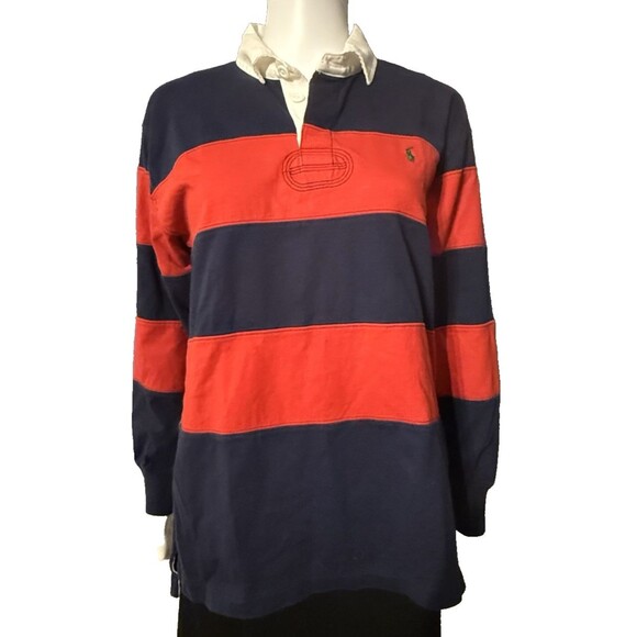Polo Ralph Lauren Other - Polo Ralph Lauren Rugby Shirt Blue Red Striped LS Y2K Preppy Sports SZ L (16-18)